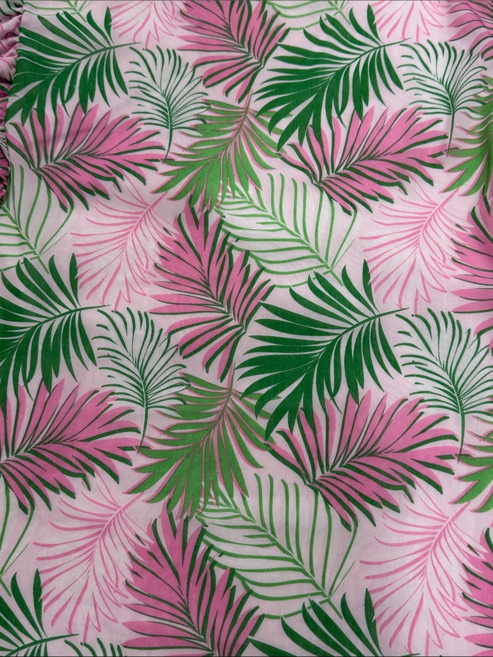 Michelle McDowell Tropical Pink & Green Leaf Flutter Sleeve Blouse - Picture 7 of 7